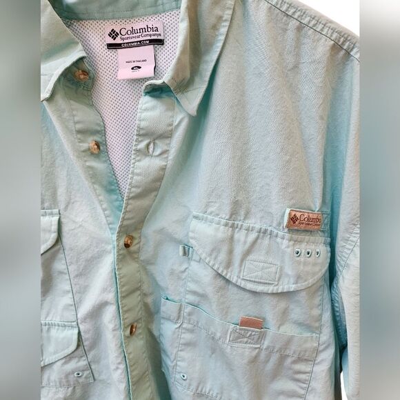 Columbia Light Blue PFG Fishing Vented Button Down Outdoor Shirt - Size XL Men's - Picture 2 of 8